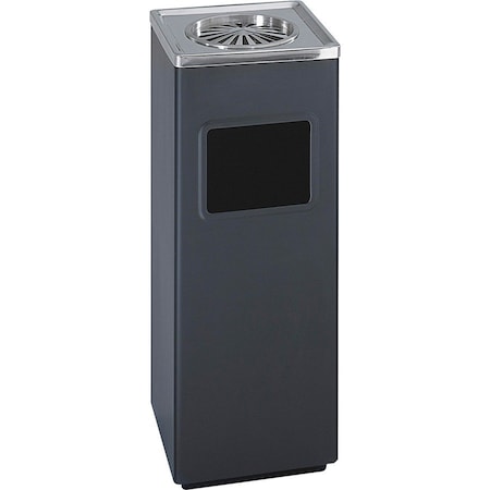 Safco Ash/Trash Urn, 3 Gal Cap., Square, 9-1/2"x9-1/2"x24-1/4", BK SAF9696BL